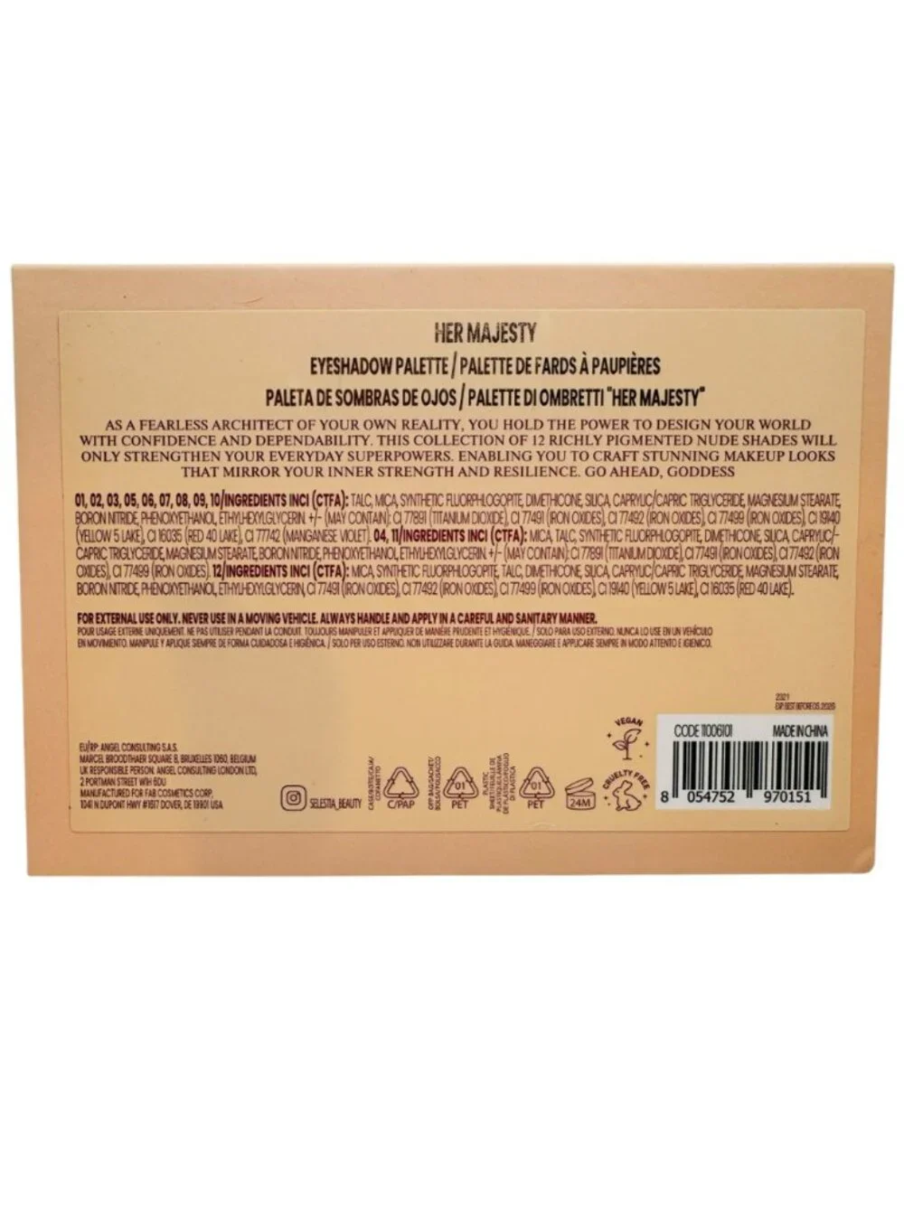 Her Majesty Eyeshadow Palette With 12 Richly Pigmented Shades 15g